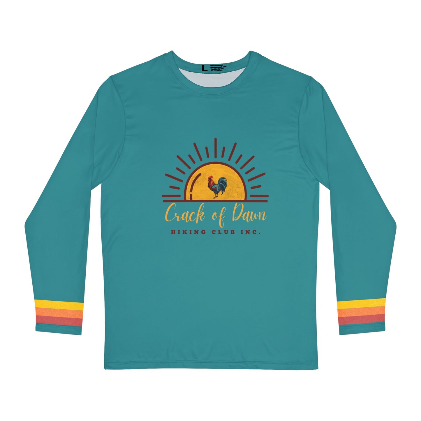 Crack of Dawn Long Sleeve Shirt — Bright Hiking Graphic with Sleeve Stripes