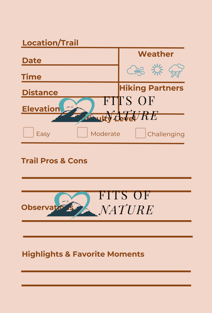 Downloadable-Trail Log & Journal Entry Template