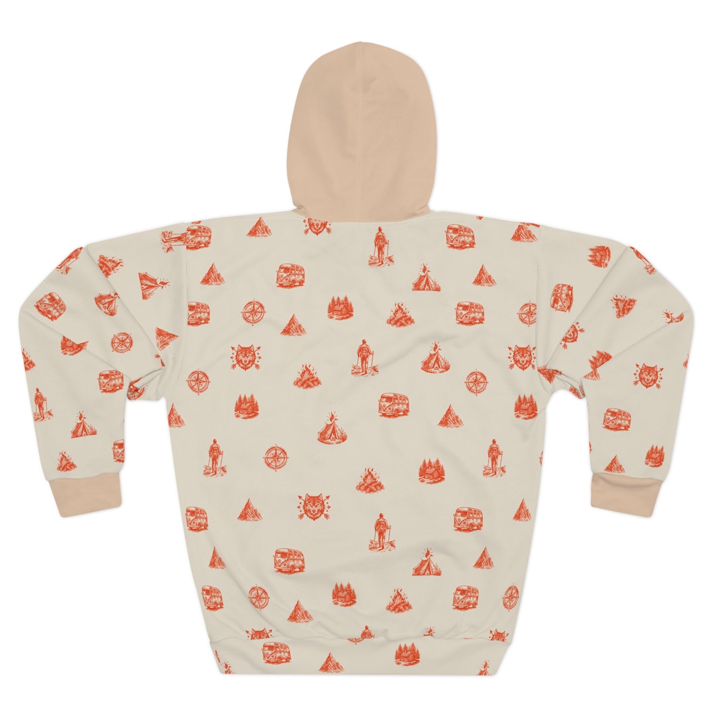 SoleSearch Nature Co logo hoodie | outdoor campfire icons all-over print