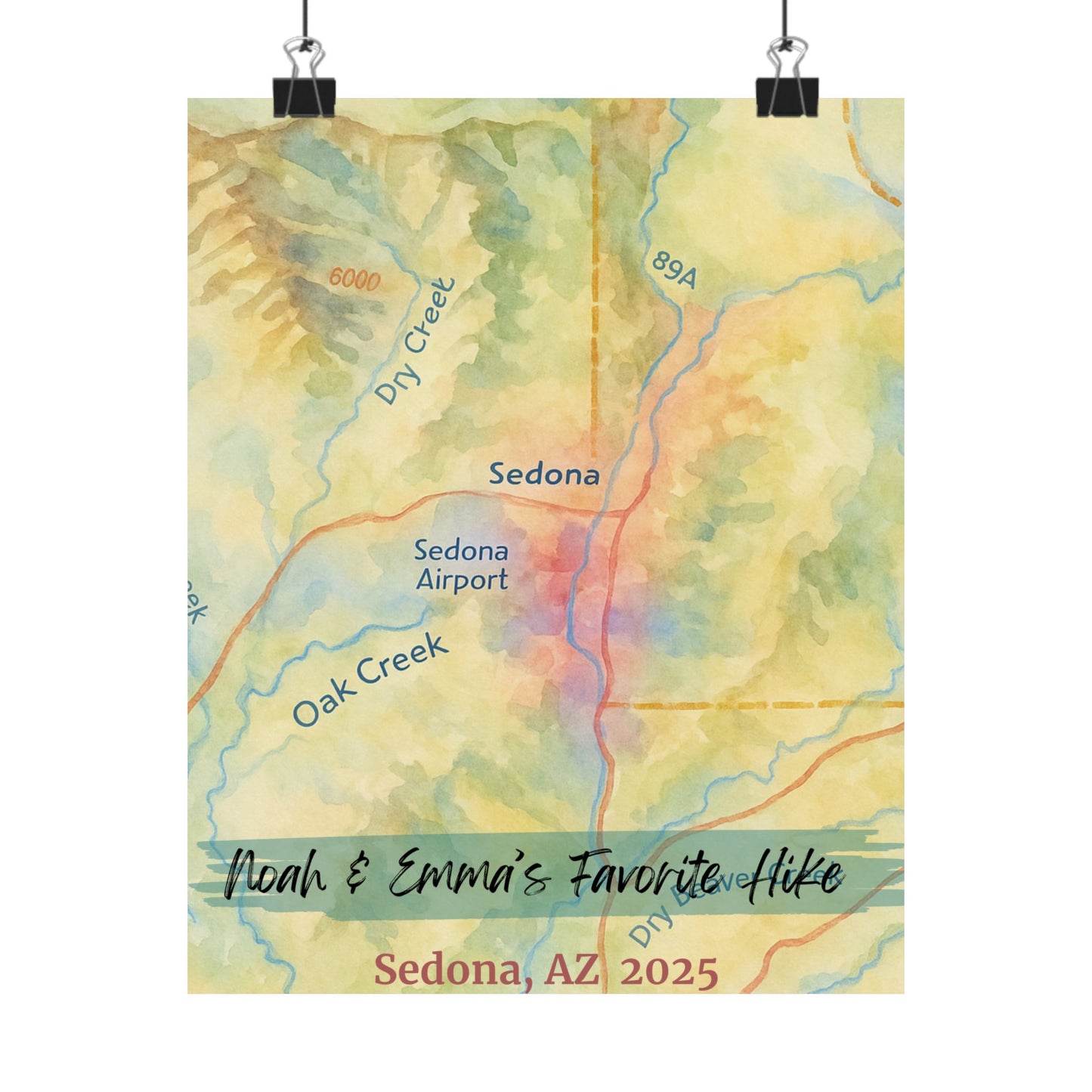 Personalized Watercolor Trail Map Poster