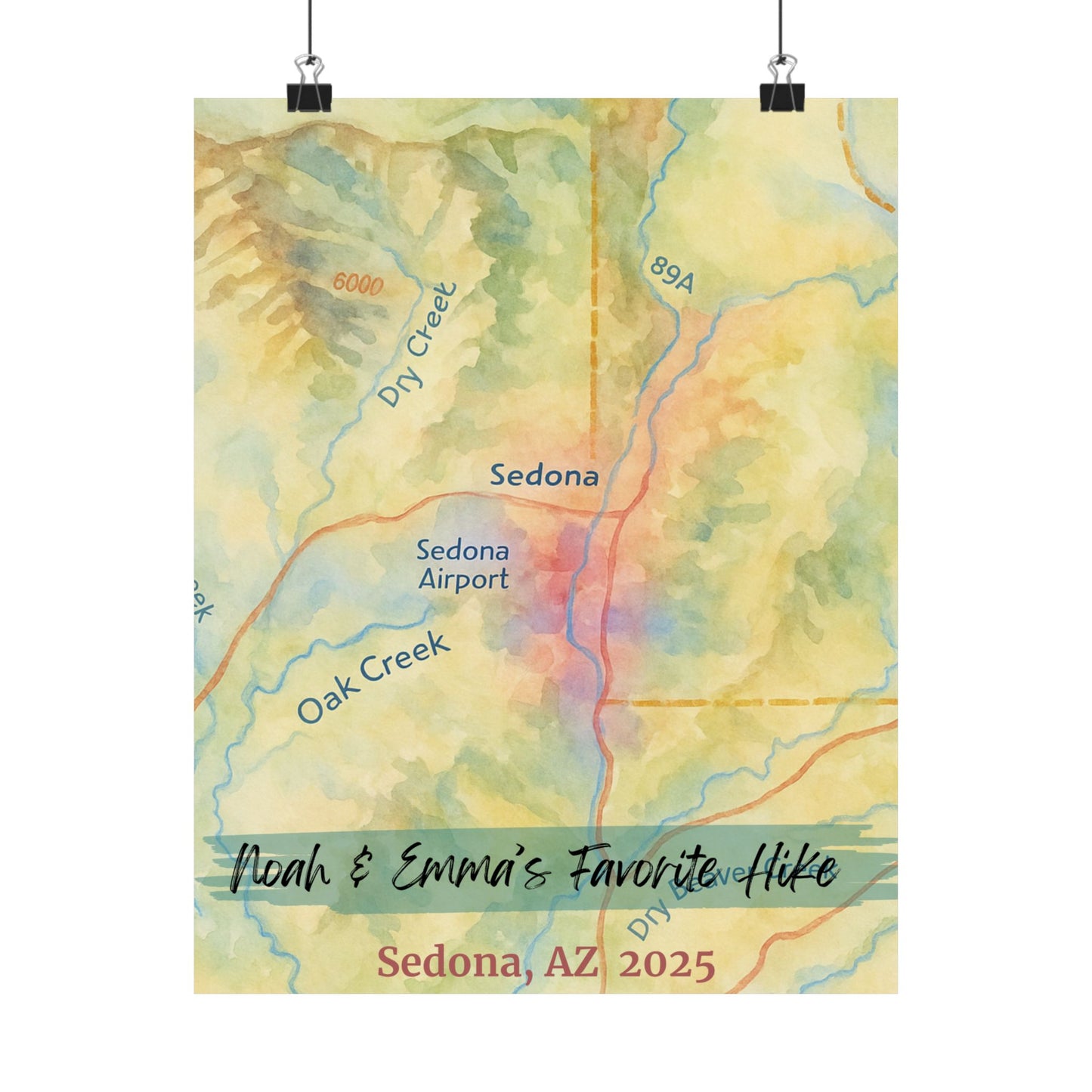Personalized Watercolor Trail Map Poster