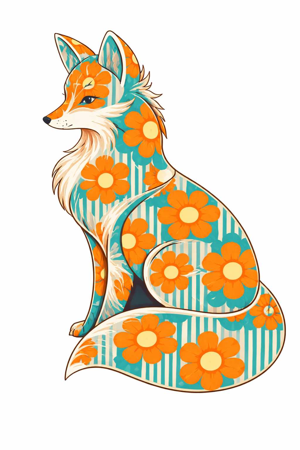 Boho Floral Fox T-Shirt for Women