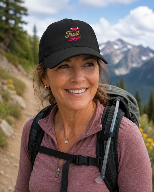 Trail Angel Embroidered Hiking Hat – Outdoor Adventure Cap for Women | Nature Lover Gift