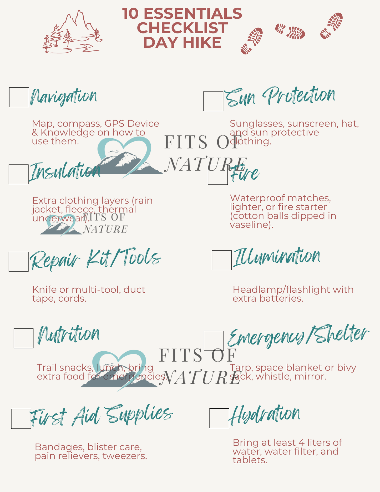 10 Essentials Day Hike Checklist