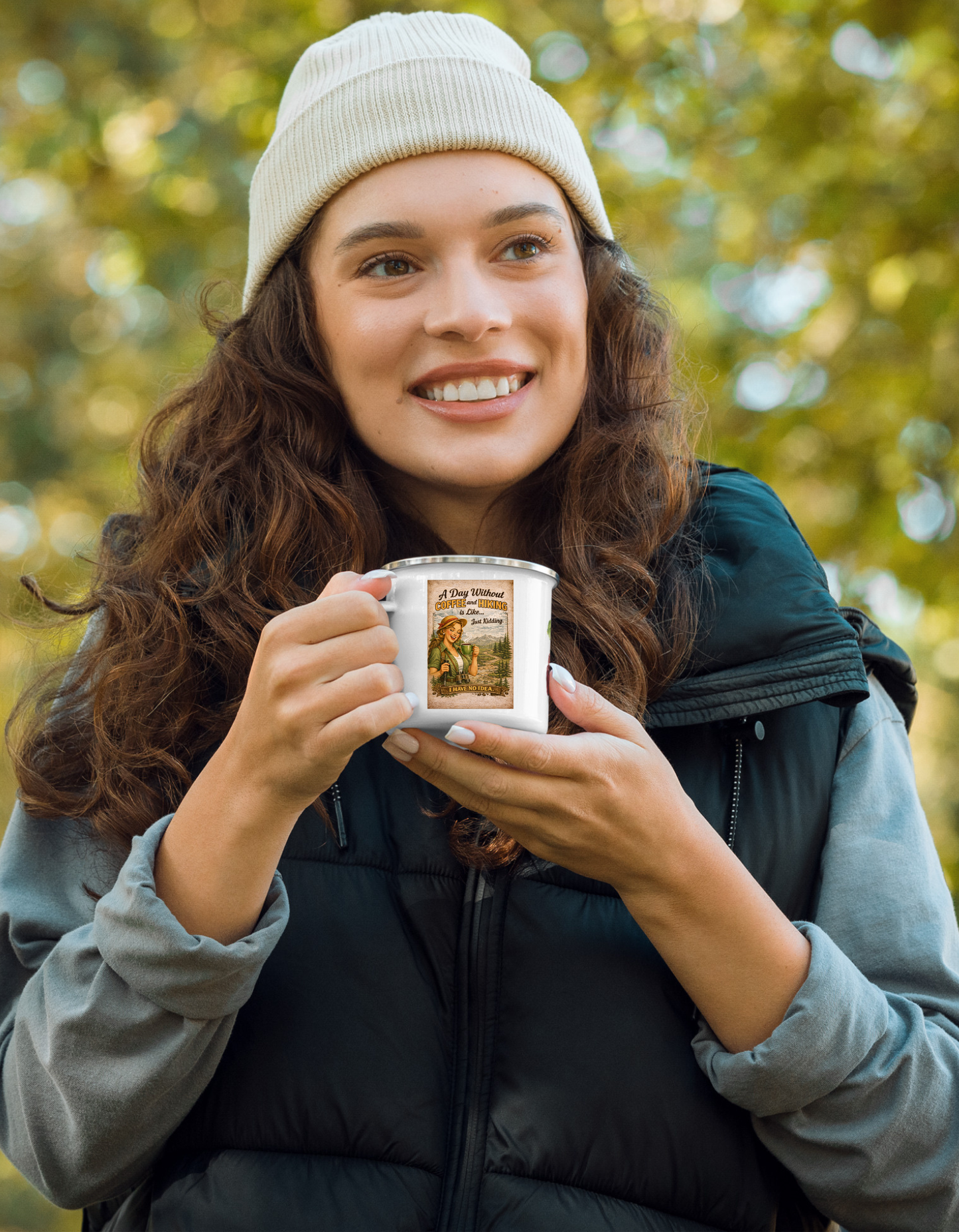 A Day Without Coffee & Hiking Is Like… Just Kidding Enamel Camping Mug