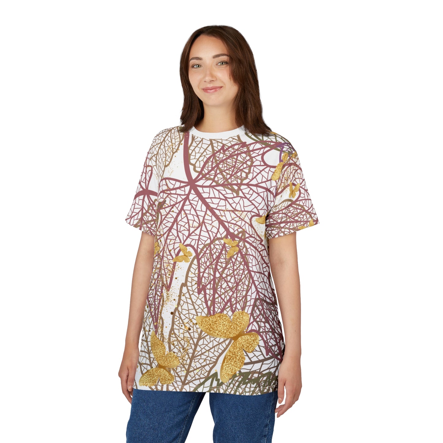 Leaves & Butterflies All Over Print Womens Tee