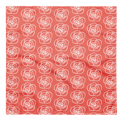 Red Floral Bandana | Bold Flower Print Neck Scarf