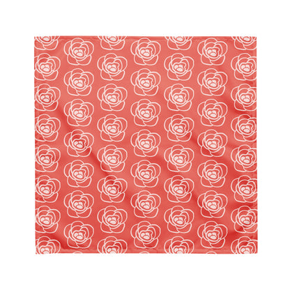 Red Floral Bandana | Bold Flower Print Neck Scarf