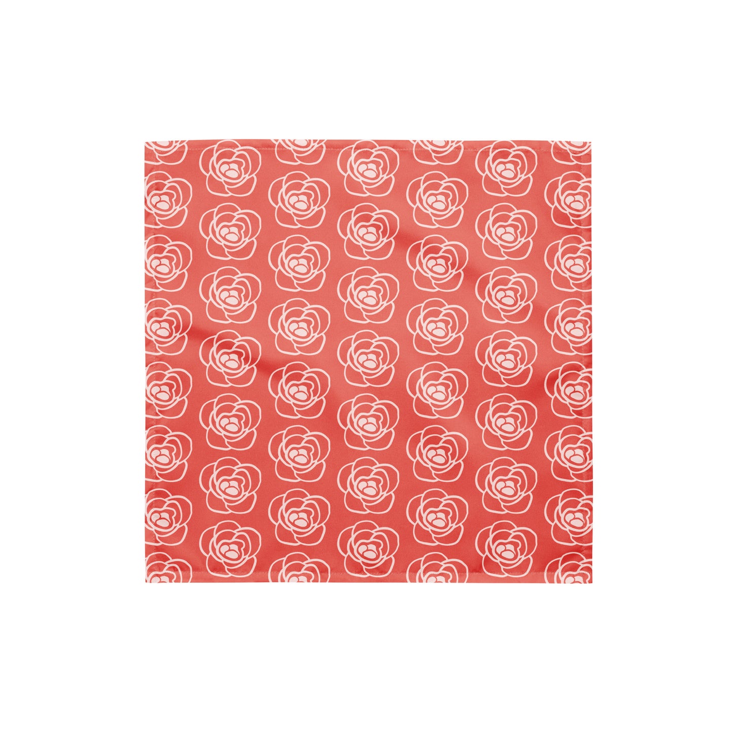 Red Floral Bandana | Bold Flower Print Neck Scarf