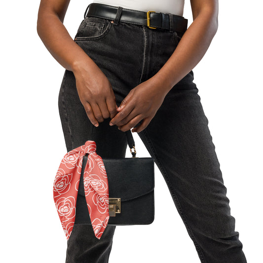 Red Floral Bandana | Bold Flower Print Neck Scarf