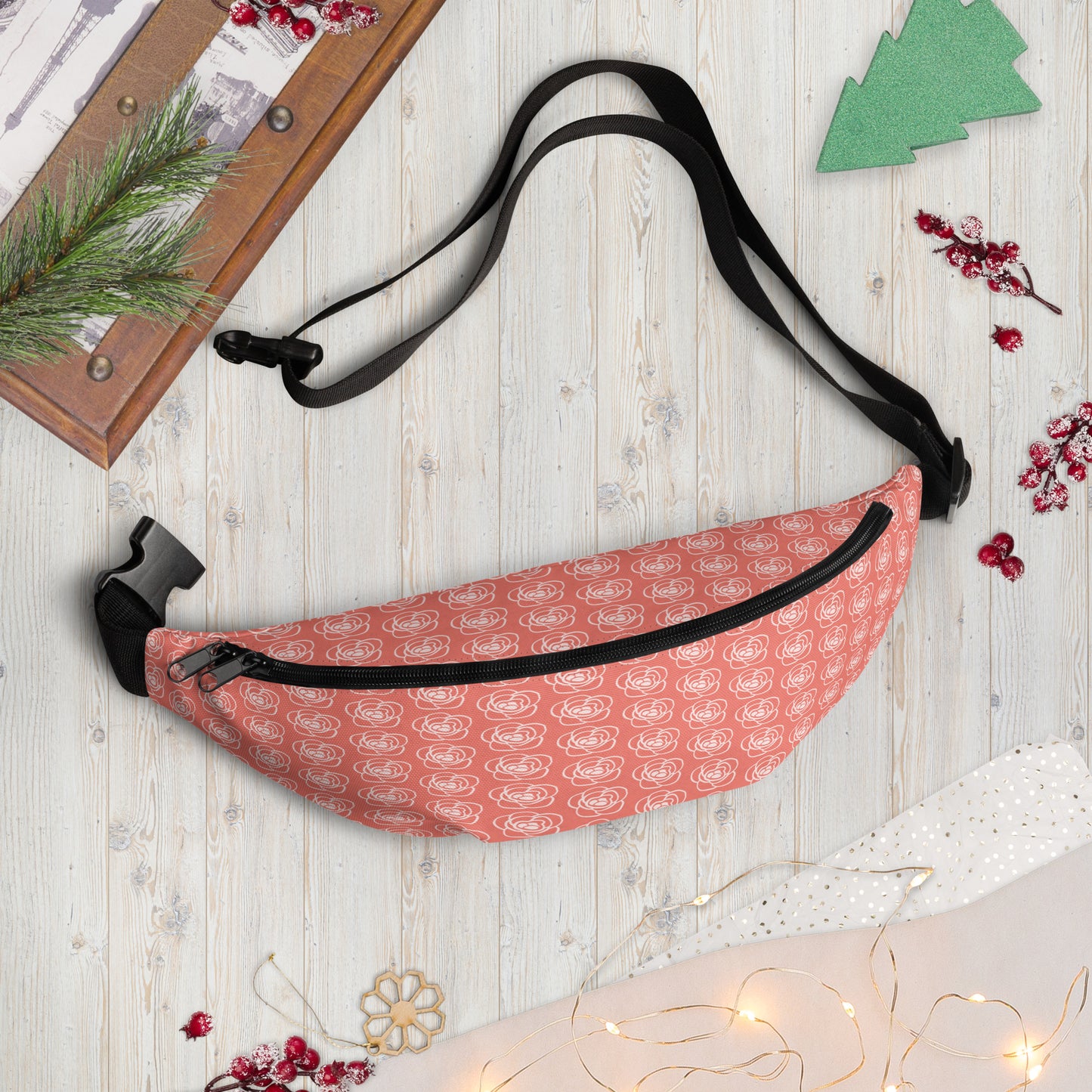 Red Floral Belt Bag | Vintage Flower Fanny Pack