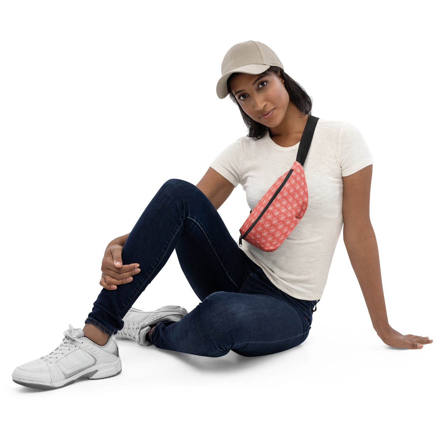Red Floral Belt Bag | Vintage Flower Fanny Pack