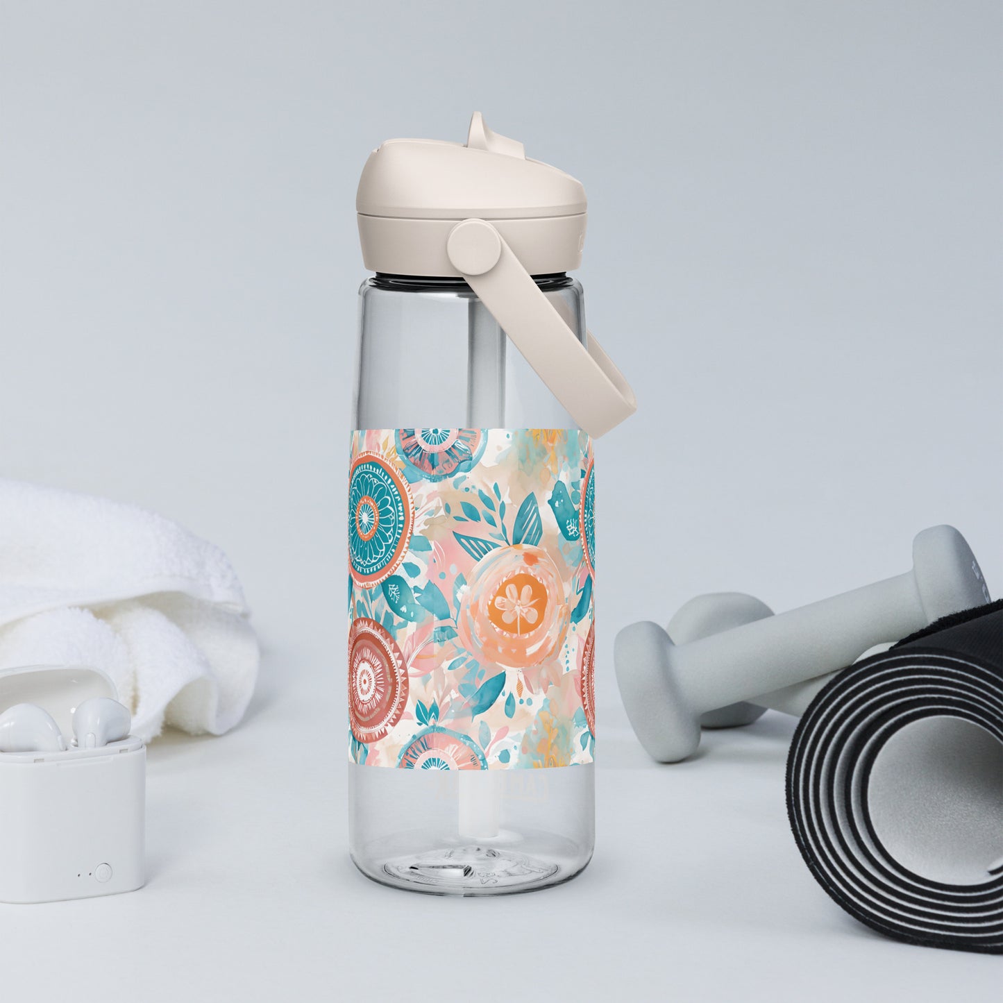 Boho Paisley Water Bottle | Colorful Floral Hydration Bottle