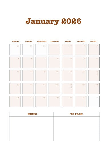 Hiking Planner, Log Book, & Journal